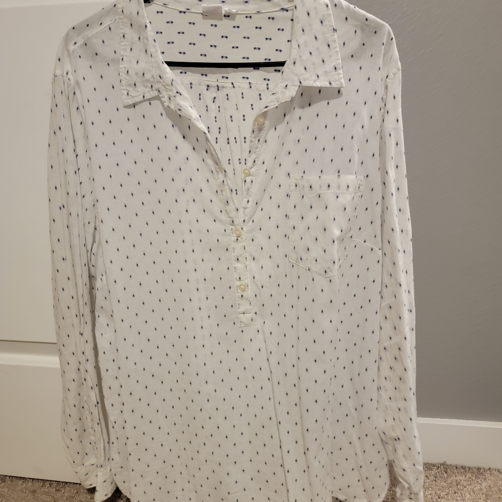 White blouse with blue polka dot